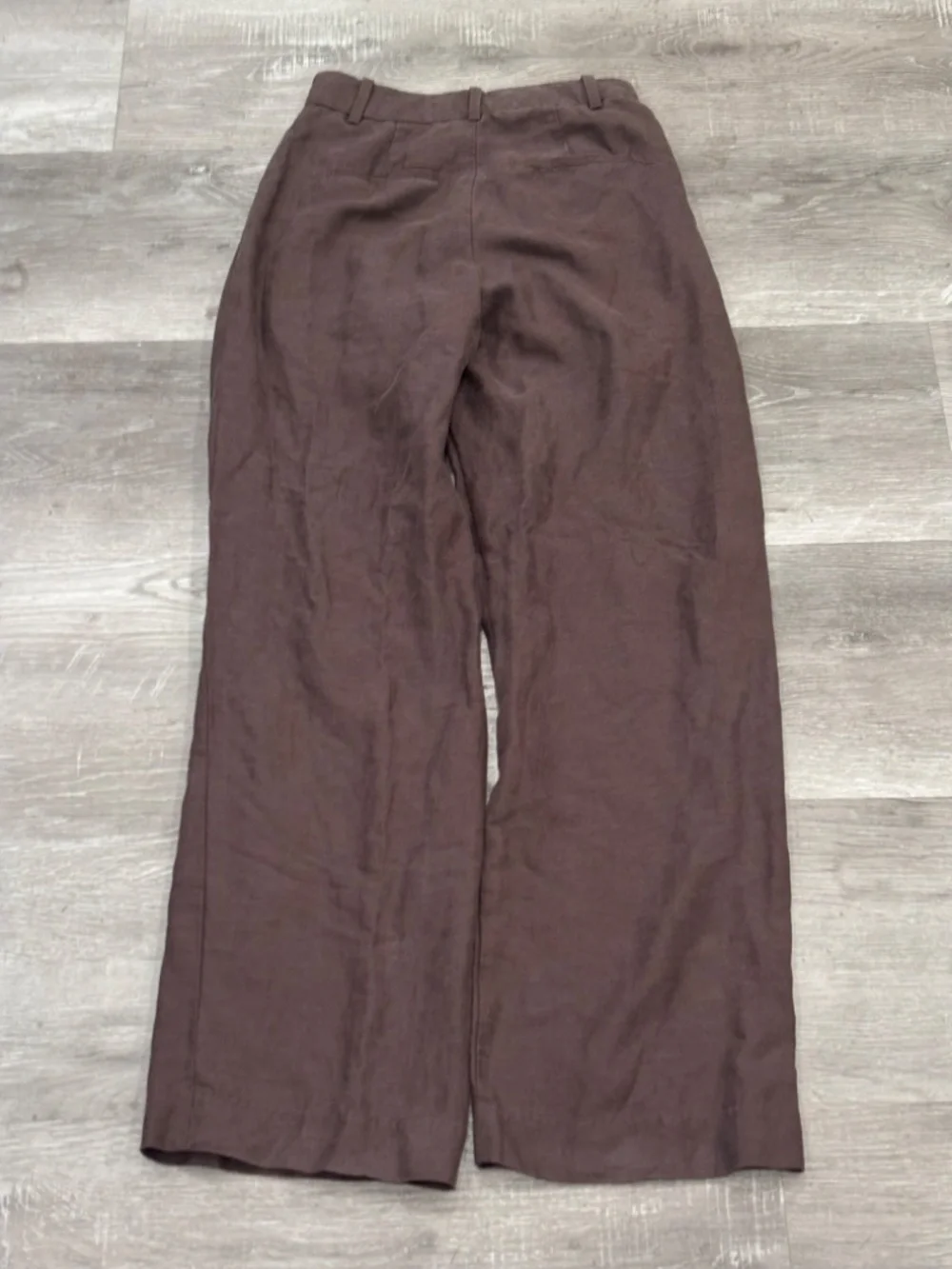 Aritzia Effortless Pants Pleated Linen Wide Leg Rich Mocha Brown Size 00